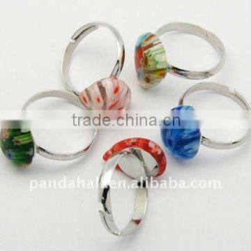 Handmade Millefiori Glass Wholesale Rings (RJEW-H014-M)