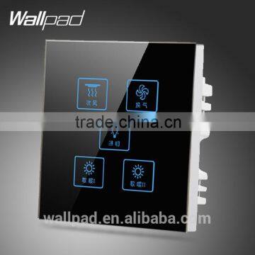 2015 Wallpad Customize LED UK Black Waterproof Crystal Glass Touch switch 110~250V 5 gang 1 way Touch Light Wall Switch                        
                                                Quality Choice