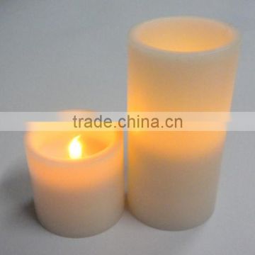 Flameless high quality set of 2 wax coated led pillar candles in Dongguan for house or church decoration