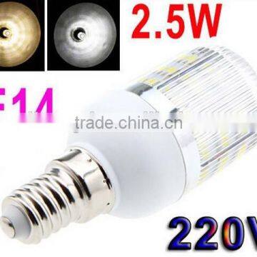 220V E14 2.5W 48 SMD3528 LED Corn Light Bulb Lamp with Cover White/Warm white Led Lighting