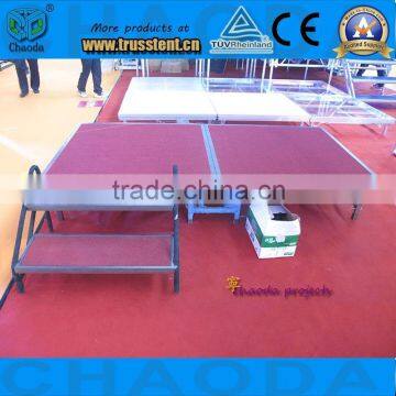 iron folding portable stage with movable wheels