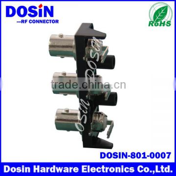 Right angle three in one row female BNC connector