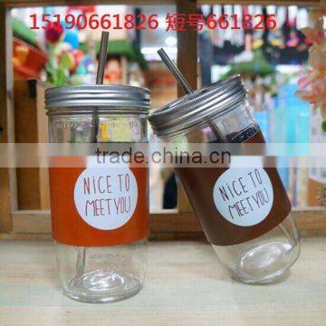 Fancy cheap glass mason jars mason juice coffee mug for drinking with lid and straw