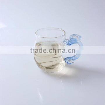 china hot sale 150ml high quality bamboo shape glass tea/coffee cup with dragon shape handle for office