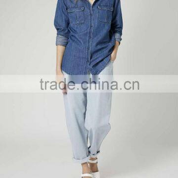 lady vintage wash denim shirt