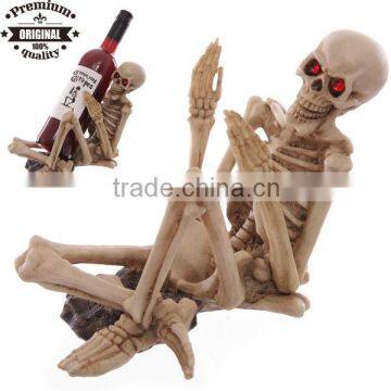 polyresin unique Skeleton Wine Bottle Holder with Red Eyes