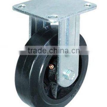 Rigid Black Rubber on Cast Iron Caster