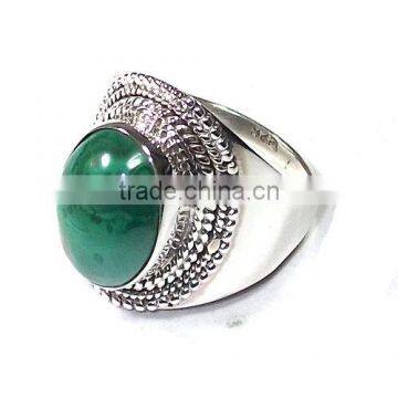 Malachite Jewelry 925 Silver Rings Wholesale Indian Jewelry Semi Precious Stone