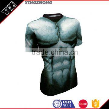 wholesale men custom gym compression tights shirts sports wear/gym apparel mens t shirt