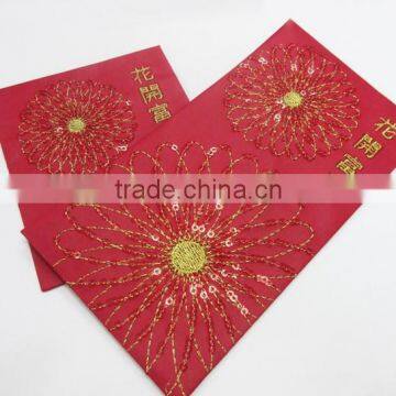 Creative Red Pocket Card, with Embroidering Logo and Flashing Sequin