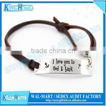 Teenager gifts cheap engraved leather bracelet