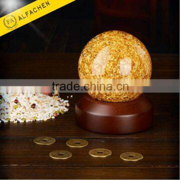 Gold Foil Crystal Ball Wooden Base Snow Globe Gift