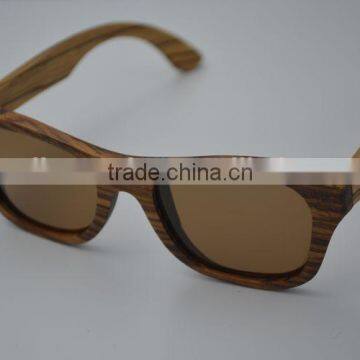 2015 OEM Zebra Wood Factory Price Custom Wooden Frames Sunglasses Handmad Wood Sunglasses Polarzied Lense