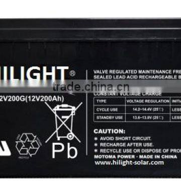 Long Life Lead acid battery Solar Power Storage Battery 12v 200ah Gel Battery