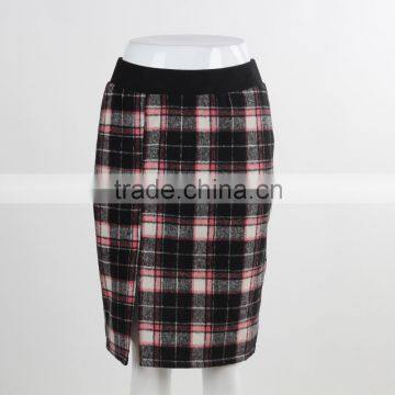 F5S43021 Fashion Design Front Slit Check Skirt Women Tartan plaid Mini Skirt