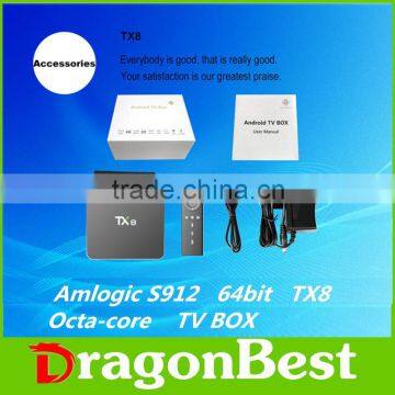 Google ott remote controller ott tx8 4K S912 2g 32g Octa core KODI17.0 Android 6.0 tv box