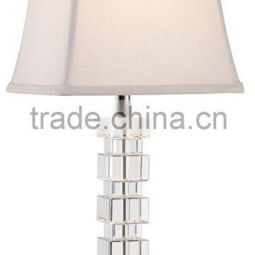 wholesale high quality America modern room table lamp with crystal lampstand and white fabric shade