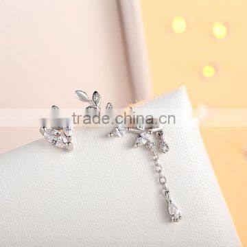 Korean Style 925 Silver Leaf Cuff Earrings With 2 Different Parts photo-5