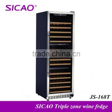 High quality Home Appliances glass door three zone wine refrigerators