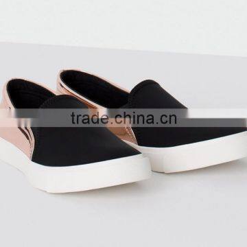 Gold pu Back Counter Rubber Sole Slip on Women Sneakers Cheap Casual Canvas Shoes 2016, Shoes Women Ladies