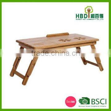 bamboo wood bed computer table trau with foldable leg