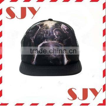 Sublimation Print Black Trucker Snapback Hat Cap