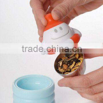 Food grade plastic Snow man stainless steel wire mesh tea infuser strainer