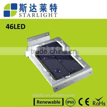 46 led aluminum pad ip65 450LM PIR sensor + Light control+weak light motion sensor solar led light