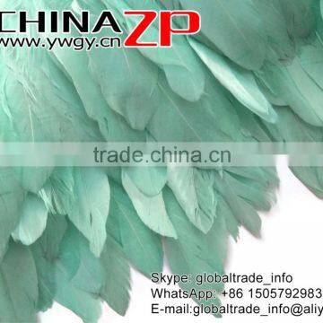 Gold Supplier ZPDECOR Wholesale Beautiful Dyed Satinettes Tiffany Blue Plume Goose Feathers Trim photo-3