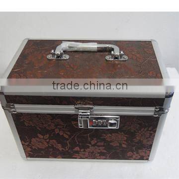 Makeup pu cosmetic case jewelry box jewelry bag,aluminum frame box