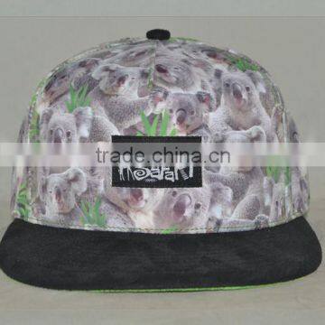 Guangzhou hat factory professional custom 100% polyester/animal camouflage and black/embroidery logo/flat brim hat