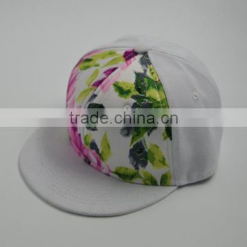 floral printing flat brim snapback 6 panel cap wholesale