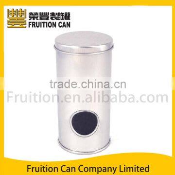 Small Round Tea Spices Tin Container with Round Clear WIndow