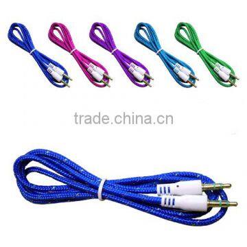 factory price 3.5mm audio tipo agujeta cable Braided rope aux noodle cable cheap price whole sale 1 meter