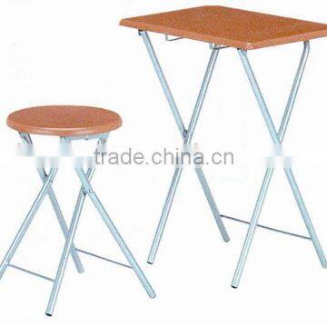 Simple metal folding table and chair