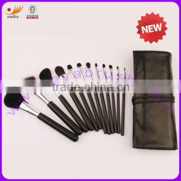 Hot sale 12pcs Travel makeup brush set in black pouch