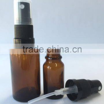 cosmetic 15ml amber glass drop bottle with sprayer