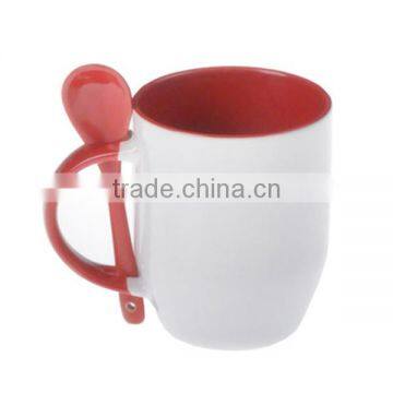 Sublimation Blanks Printable Mug With Spoon Sublimation White Mug (M-SF) photo-5