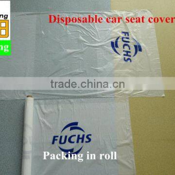 Wholesale LDPE White Color FUCHS Logo Waterproof 250pcs Packing in Roll Plastic Disposable Car Seat Covers