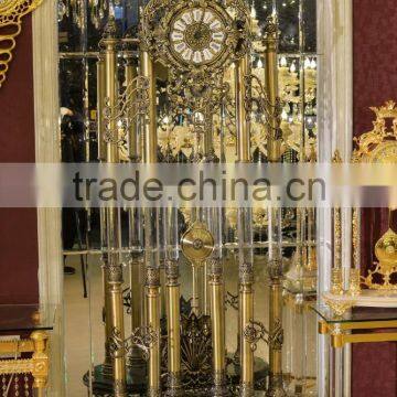 Antique Copper Clock With Crystal Column, 19th Century French Gilded Bronze Clock photo-4