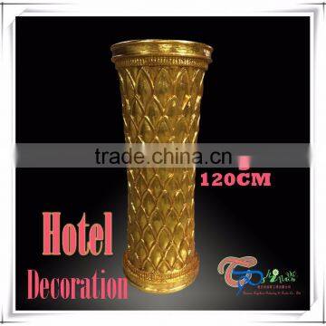 Golden Fiberglass Tall Garden Flower Pot