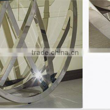 Special Shape Tempered Glass Top Console Table Set With Stainless Steel Base For Home Use photo-2