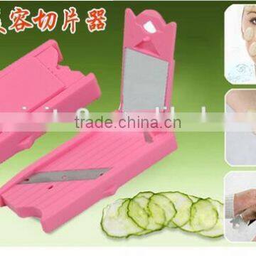 CY128 Built in Mirror Fruit Cucumber Slicer Cutter Facial Mask Tool Pink photo-2