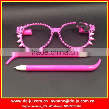 Lovely Pink Plastic Cat Glasses Legs Pen Set