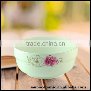 Chaozhou Supplier stocked Wholesale 6.69 inch White Ceram bowls with flower decal household bowls