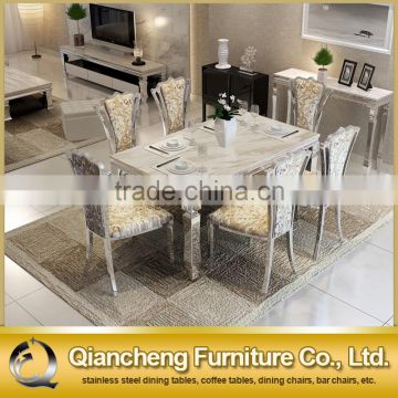 Latest Design Marble Stainless Steel Dinner Table Set