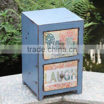 antique light blue filling wooden cabinet