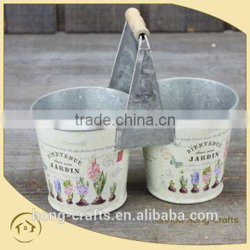 france design double flower pot, metal flower pot for wholesale