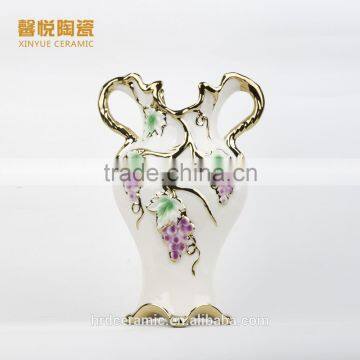 Stock golden vase ceramic dinner plate with grape design ceramic plates dishes