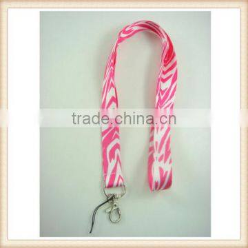 Pink & White Zebra Animal Printed Neck Lanyard Strap Mobile Phone ID Keychain